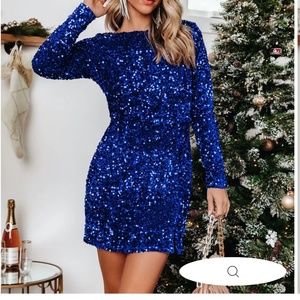 Total Blue Sequin Mini Dress